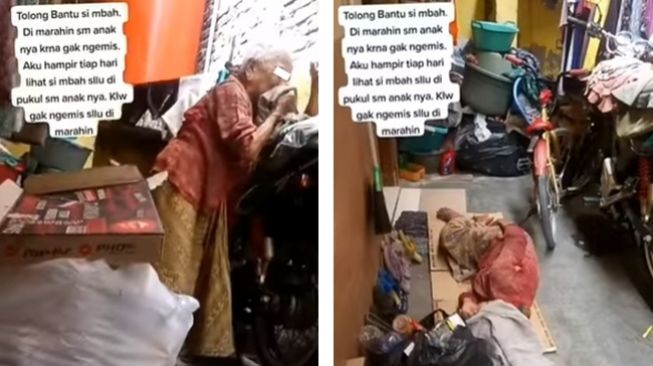 Pilu! Nenek Tua Dipaksa Anak Mengemis, Dipukul hingga Pasrah Tidur Beralas Kardus Jika Menolak