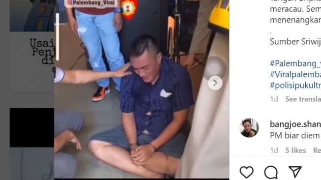 Video polisi memukul PM TNI Palembang menangis viral [instagram]