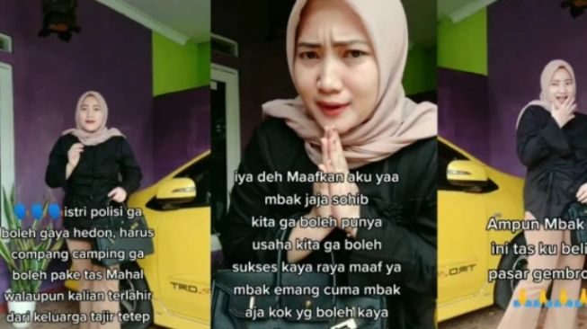Seorang perempuan yang mengaku istri polisi membuat konten video untuk menyindir jurnalis Najwa Shihab. [Instagram]