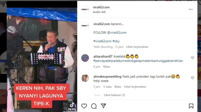 Video SBY Nyanyi Viral di IG, Warganet Ramai Minta Kembali Jadi Presiden: Lagi Boleh Pak