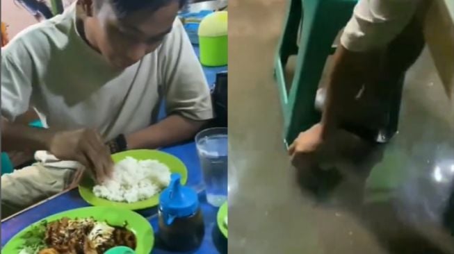 Cuci Tangan dengan Air Banjir saat Makan, Aksi Pria Ini Panen Hujatan