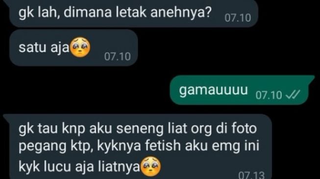 Mengaku Fetish Sama KTP, Potongan Chat WhatsApp ini Bikin Warganet Suudzon: Pasti Pinjol