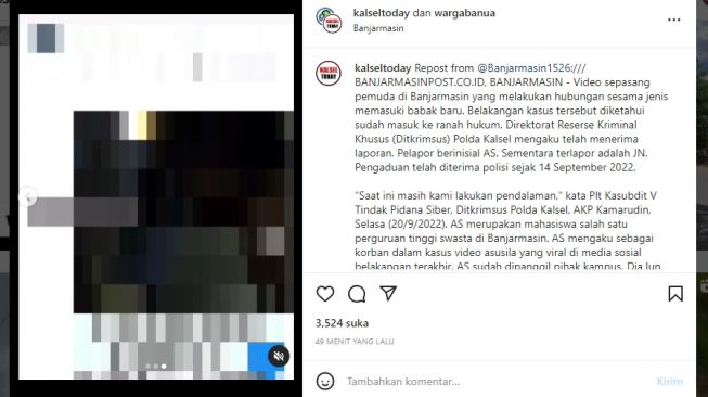 Geger, Video Sepasang Pemuda di Banjarmasin Lakukan Hubungan Sesama Jenis: Tunggu Respon Kamu