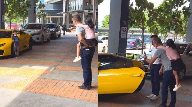 Pose Depan Lamborghini, Pria Ini Persilahkan Bocil Foto di dalam Mobilnya, Aksinya Banjir Pujian