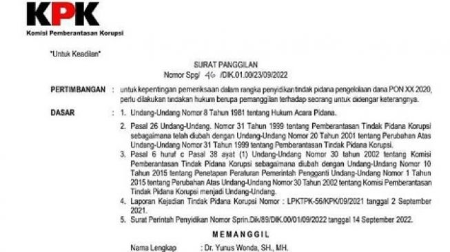 Beredar Surat Palsu Berlogo KPK Panggil Pimpinan DPRD Papua, KPK: Bila Ada Pemerasan Segera Lapor