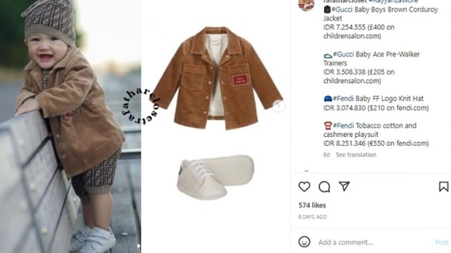  Outfit Rafathar dan Rayyanza di Amerika (instagram/@rafatharcloset)