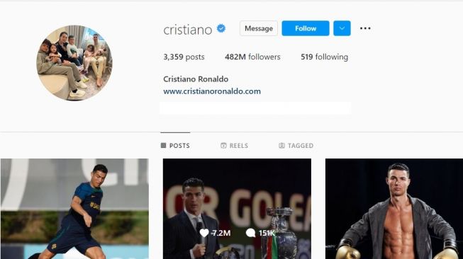 Akun Instagram Cristiano Ronaldo. [Instagram/@cristiano]