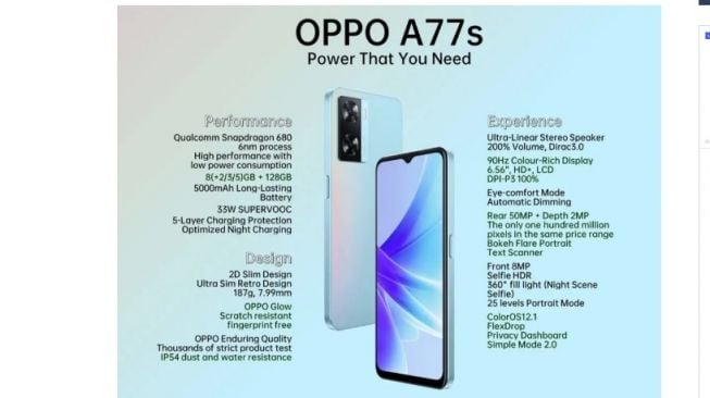 Bocoran Oppo A77s  [Gizmochina]