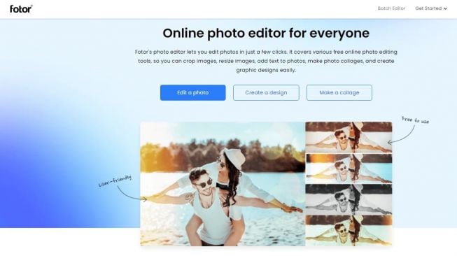 Situs edit foto online Fotor. (Screenshot)