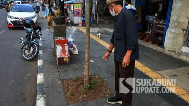 Pria Berbaju Hitam Tertangkap Kamera CCTV Preteli Besi Grill Pohon Pedestrian