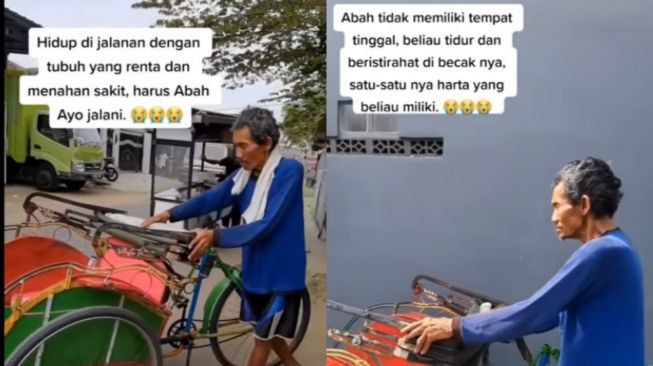 Pilu! Kisah Tukang Becak Berpenghasilan Minim, Makan Susah hingga Tak Punya Tempat Tinggal