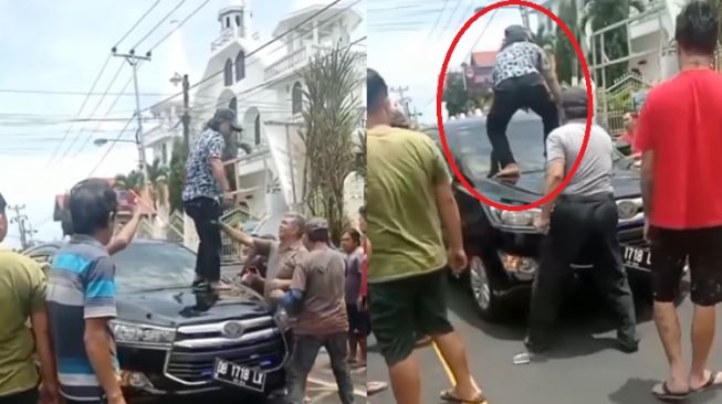 Ganas! Video Warga Anarkis Hancurkan Mobil yang Diduga Tabrak Anak Sekolah