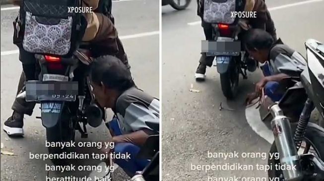 Pria Tua Mengisi Angin Ban tapi Pemotor Tak Turun, Publik Singgung Adab vs Ilmu