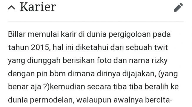 Informasi Rizky Billar di Wikipedia (Wikipedia)