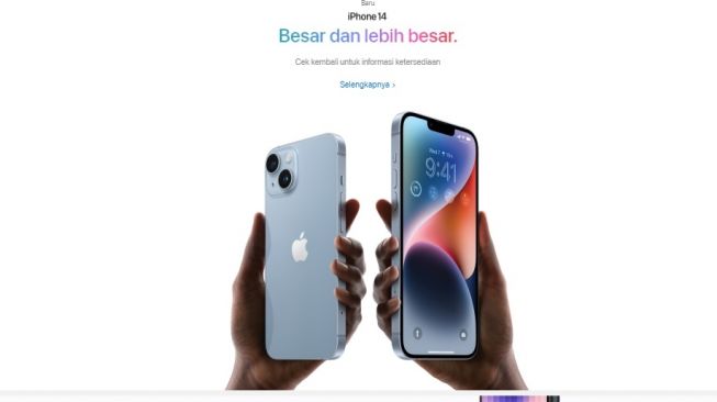 Tampilan iPhone 14 di situs Apple Indonesia [Apple.com/id]