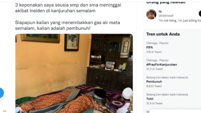 Keluarga Korban Tragedi di Stadion Kanjuruhan Kecewa, Sebut Penembak Gas Air Mata Pembunuh