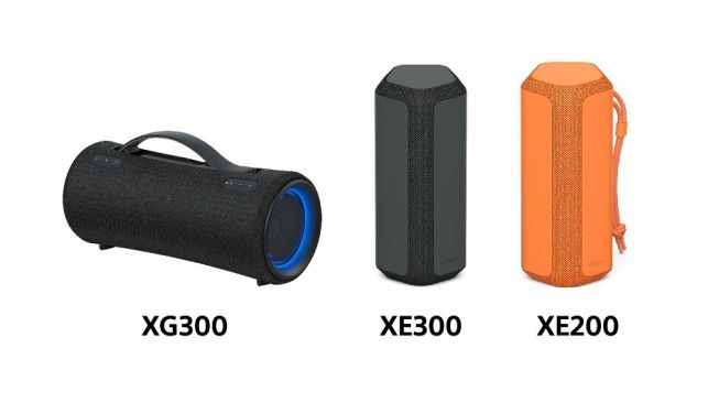 Speaker portabel Sony, SRS-XG300, SRS-XE300, dan SRS-XE200. [Sony Indonesia]