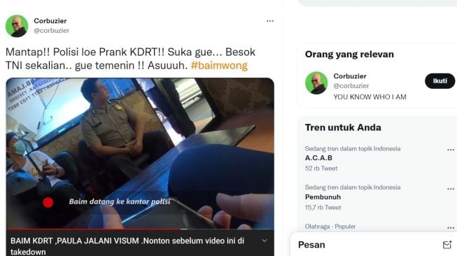 Konten Prank KDRT Baim Wong Banjir Kecaman, Deddy Corbuzier Layangkan Umpatan Menohok