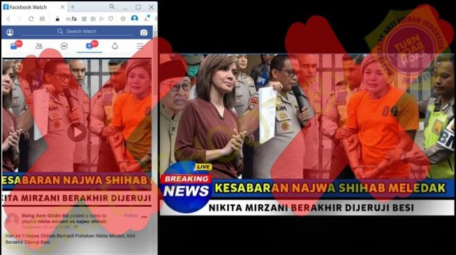 Video dengan klaim Najwa Shihab berhasil polisikan Nikita Mirzani (turnbackhoaks.id)