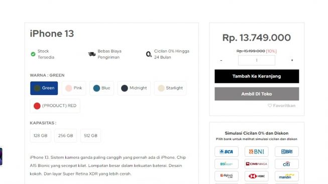 Harga iPhone 13 di Indonesia. [iBox]