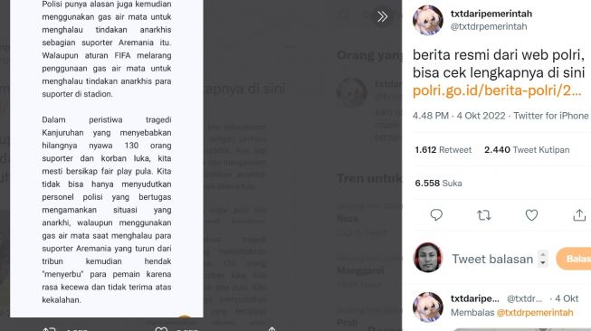 Polri Buat Berita di Website Resmi soal Tragedi Kanjuruhan, Isinya Banjir Kecaman