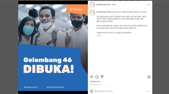 Prakerja Gelombang 46 Dibuka! Begini Cara Daftar, Syarat dan Besar Bantuannya