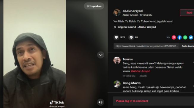 Komedian Abdur Arsyad Ngaku Sedih & Kesal akan Kejadian di Kanjuruhan/TikTok abdur.arsyad