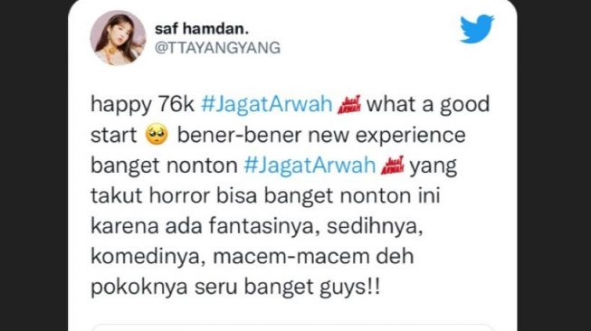 The film Jagat Arwah received praise from the audience. [Twitter]