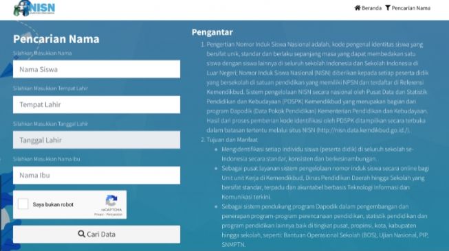 Cara Cek NISN Siswa SD, SMP, Dan SMA Di Situs Kemdikbud