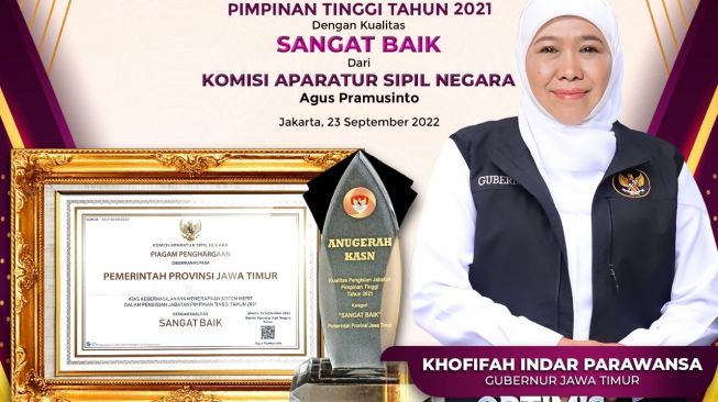 Jatim Sabet Predikat Penerapan Sistem Merit Kualitas 'Sangat Baik' di Pengisian JPT Tahun 2021