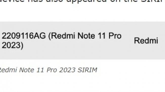 Redmi Note 11 Pro 2023 telah muncul di SIRIM [Gizmochina]