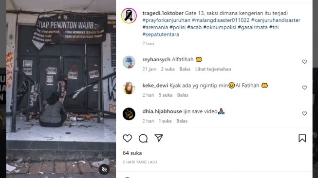 Potret Pilu Gate 13 Kanjuruhan Viral di IG: Saksi di Mana Kengerian Itu Terjadi