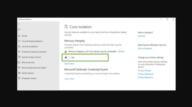 Matikan Fitur Keamanan Windows 11. [Microsoft]