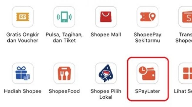 Pada Halaman Utama, klik icon SPayLater. (Dok: Shopee)