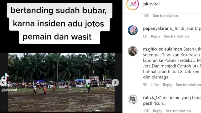 Viral Laga Sepak Bola di Jalur Sumsel Diwarnai Keributan Pemain Dan Wasit, Disebut Saling Pukul