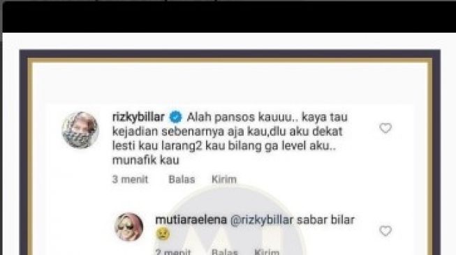 Komentar Rizky Billar (Instagram)