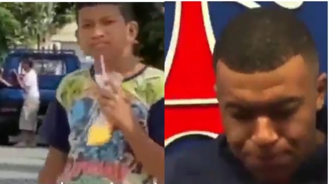 Orang biasa dan Mbappe (Twitter/ @ndagels).