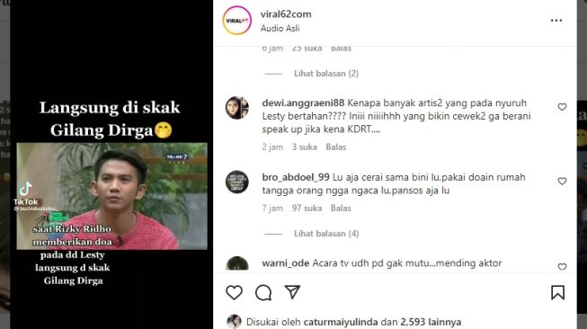 Rizky Ridho Berikan Doa ke Lesti Kejora, Gilang Dirga Kasih Komentar Menohok: Makanya Makan Es Krim