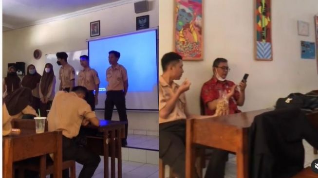 Temannya Presentasi di Kelas, Siswa Ini Malah Nawarin Camilan ke Gurunya