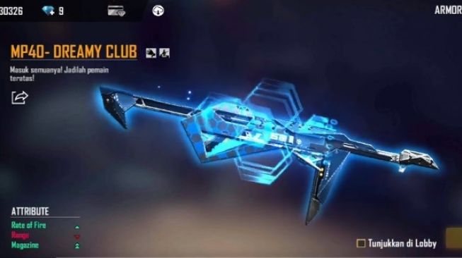 Tampilan MP40 - Dreamy Club Skin Senjata Free Fire. (YouTube / Black Wolf Gameplay)