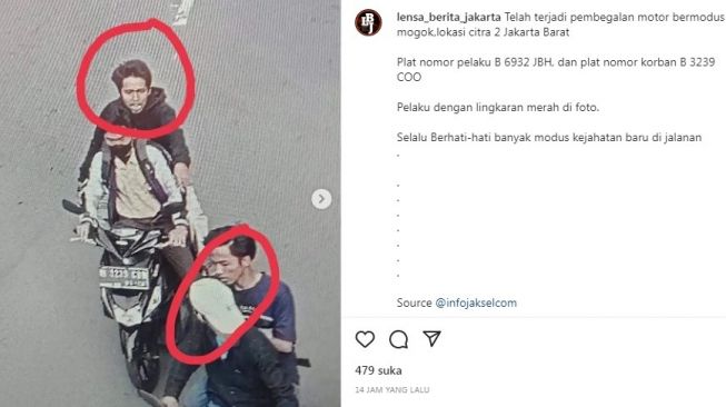 Modus Pura-Pura Mogok, 3 Begal Motor Terekam CCTV Beraksi di Kalideres Jakbar