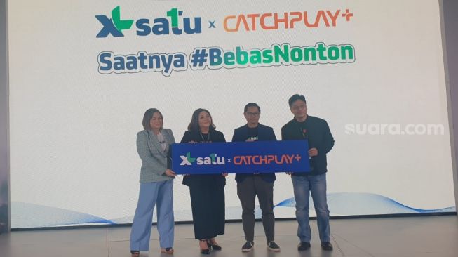 Kerja sama XL Satu x Catchplay+ di Jakarta, Rabu (12/10/2022). [Suara.com/Dythia Novianty]