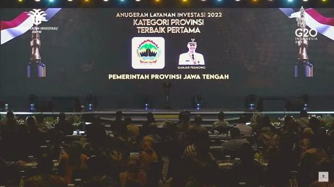 Tiga Kali Berturut-turut, Pemprov Jateng Jadi yang Terbaik Pertama dalam Anugerah Layanan Investasi 2022