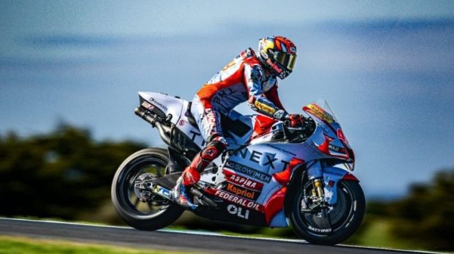 Pebalap Gresini Racing, Enea Bastianini saat menjalani kualifikasi MotoGP Australia 2022 di Sirkuit Philip Island, Minggu (16/10/2022). ANTARA/HO/MotoGP-Gresini Racing