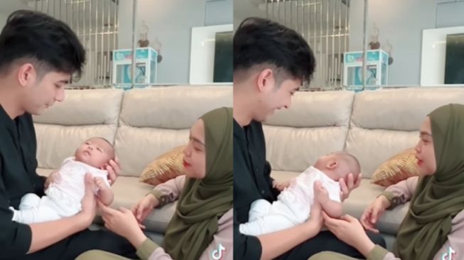 Potret Teuku Ryan Momong Anak (Instagram/@riaricis1795)