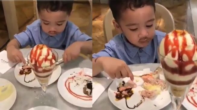 Potret anak artis belajar makan sendiri (Instagram/@videoladygigi)