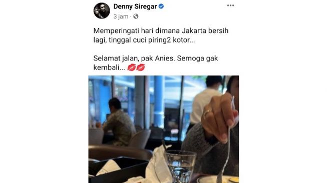 Tangkapan layar Denny Siregar komentari Anies Baswedan. [Dok.Istimewa]