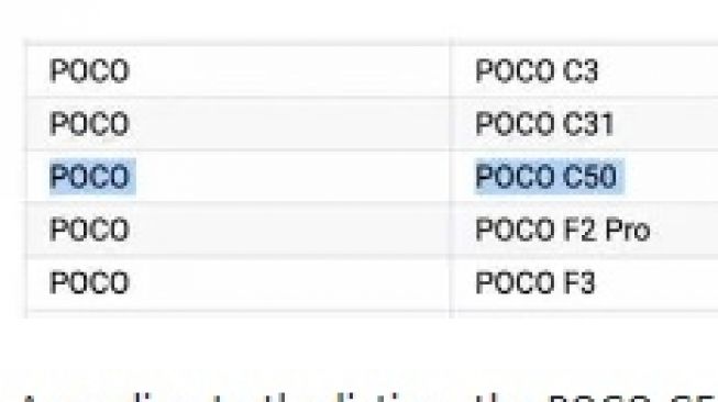 POCO C50 memiliki nomor model 220733SPI dan diberi nama kode salju [Gizmochina]