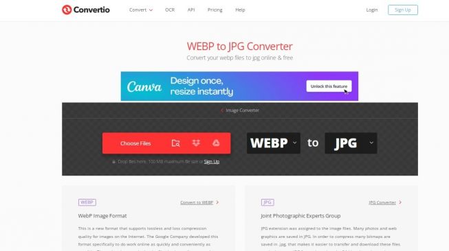 Situs konversi WebP ke JPG. (Screenshot)