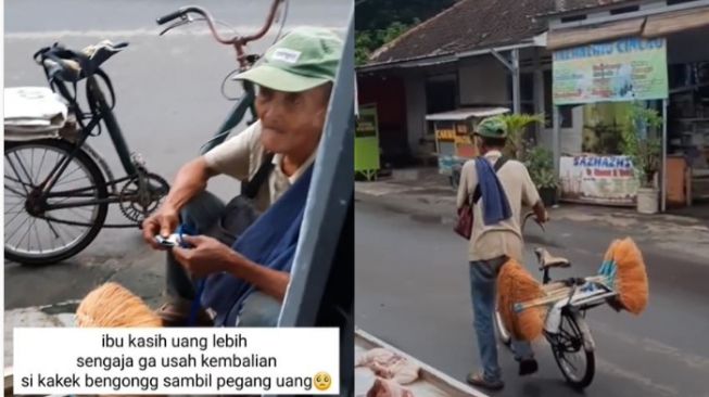 Beli Sapu Jualan Kakek Renta, Perempuan Ini Juga Berikan Sarapan hingga Banjir Doa Warganet